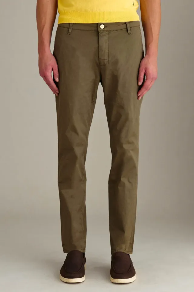 Jeckerson Jack chino slim fit Verde Militare gabardine