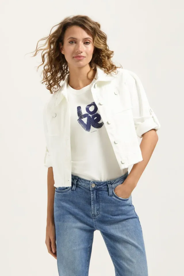 Florez Zaza jacket Off White kort denim