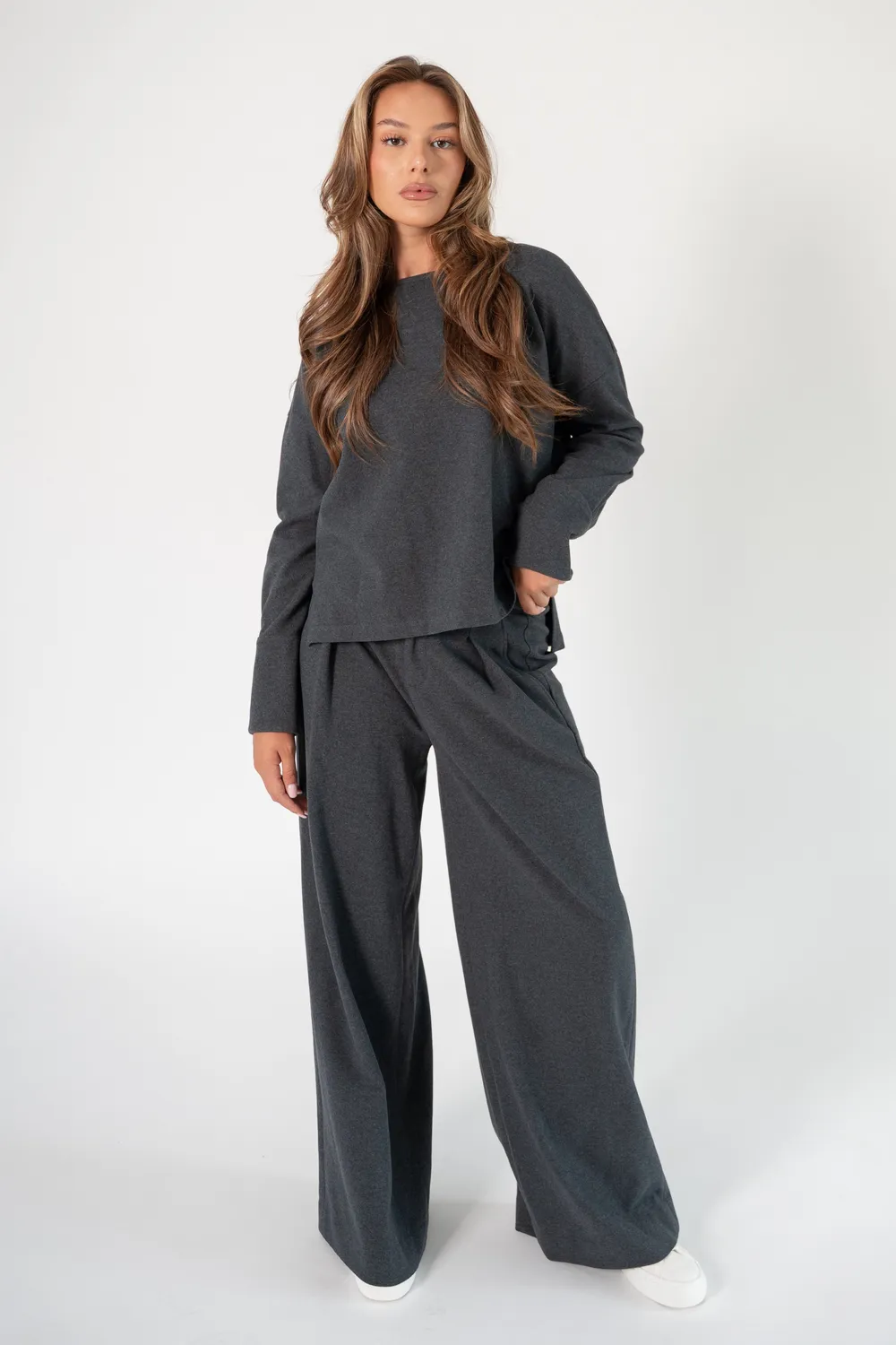 Corel Ella Pleated broek zwart wijde pijp