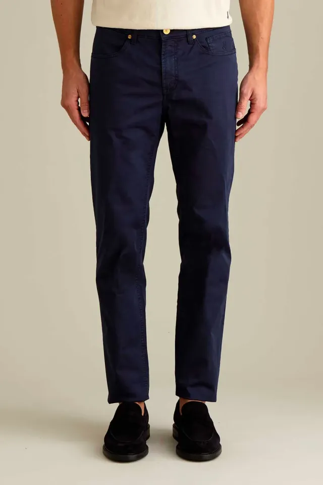Jeckerson Jordan slim fit broek donkerblauw satijn
