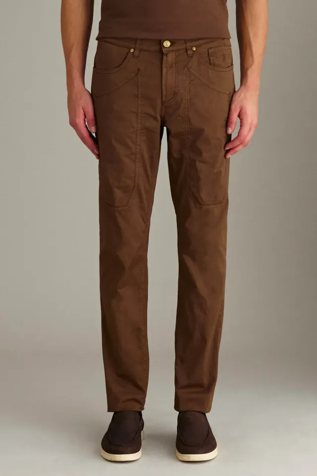 Jeckerson John slim fit broek bruin gabardine