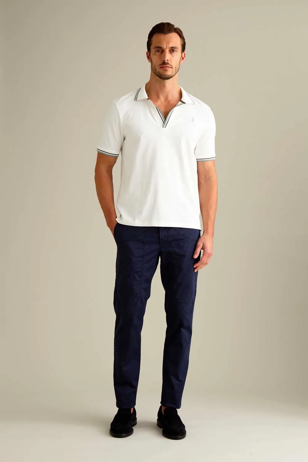 Jeckerson Jevon slim fit broek donkerblauw satijn