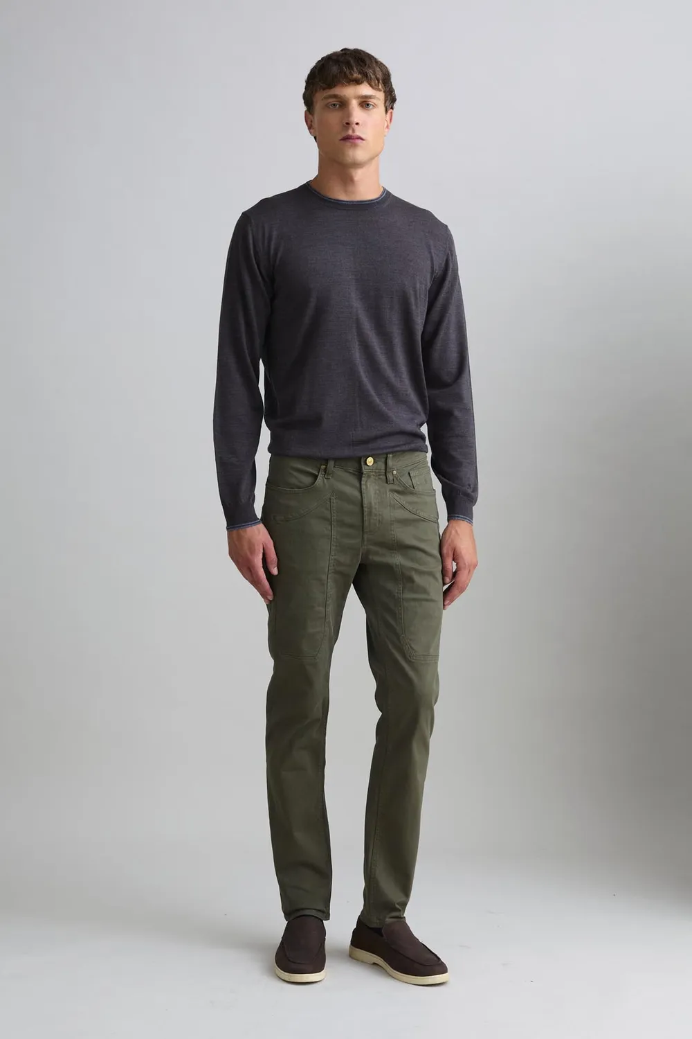 Jeckerson John slim fit broek legergroen stretch