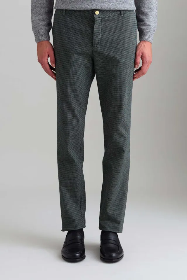 Jeckerson Jack chino slim fit militairgroen pied-de-poule