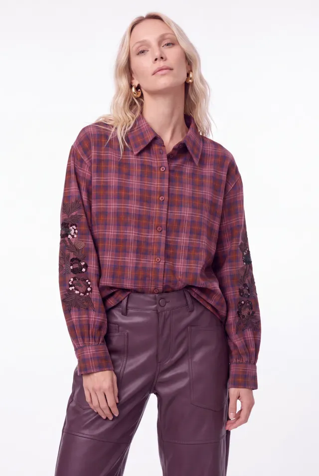 Florez Scotie blouse Checked Burgundy ruit