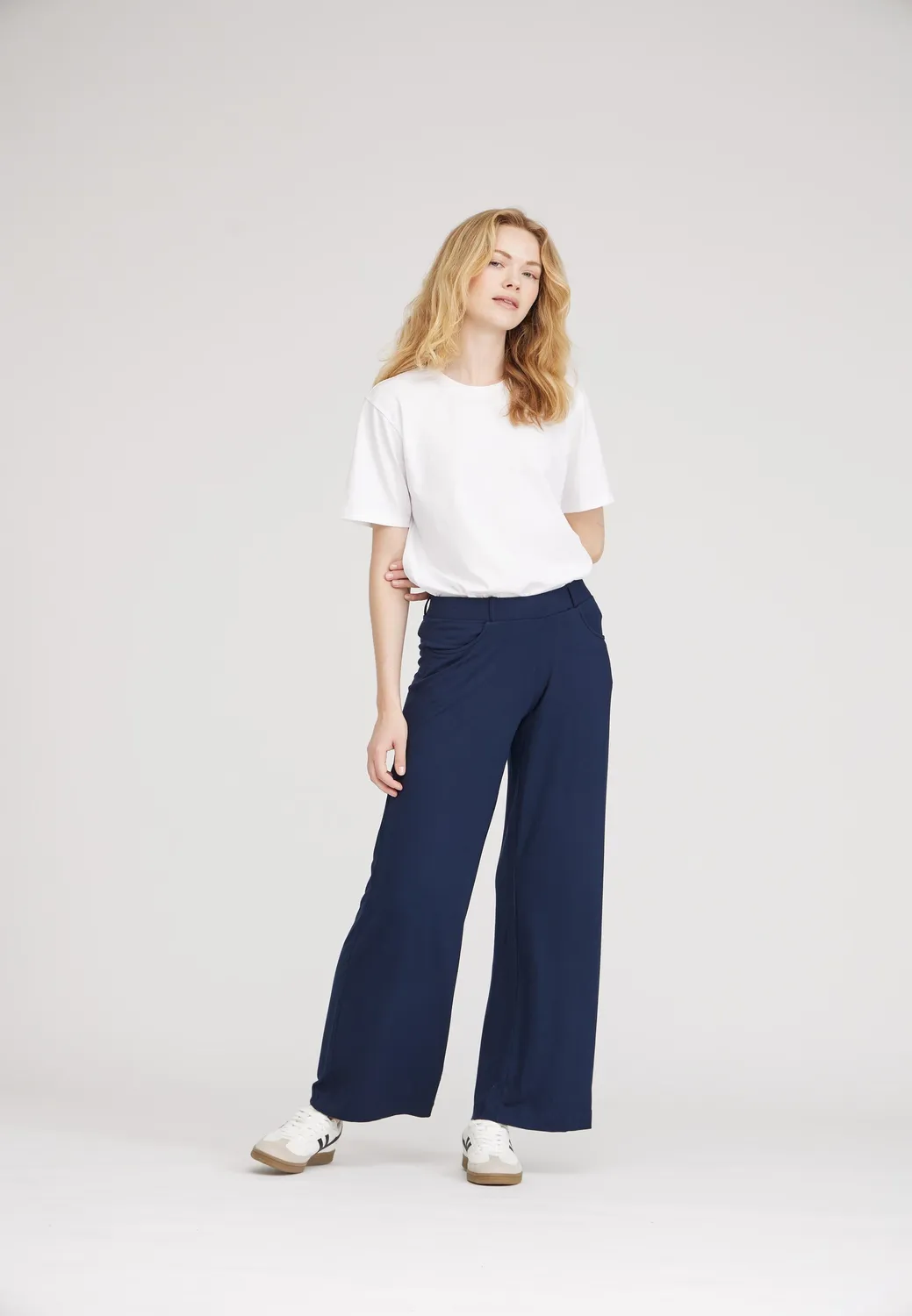 Laurie Donna Loose SL Broek Navy Viscose Dames