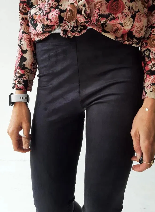 Langeleggings Extra Lange Suèdelook Legging Zwart 36