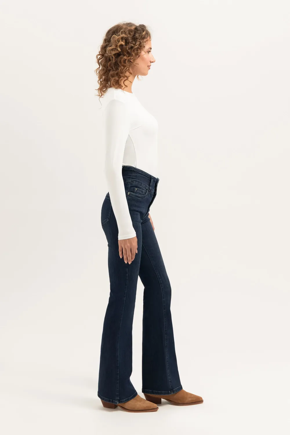 Florez Bodine Flared jeans donkerblauw high waist