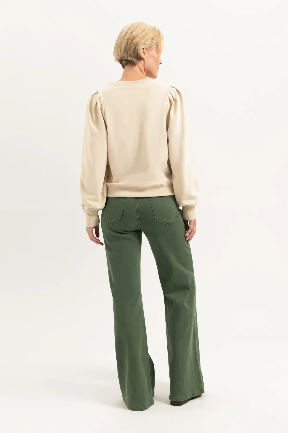 Florez Ana Flared Pocket jeans groen wijd
