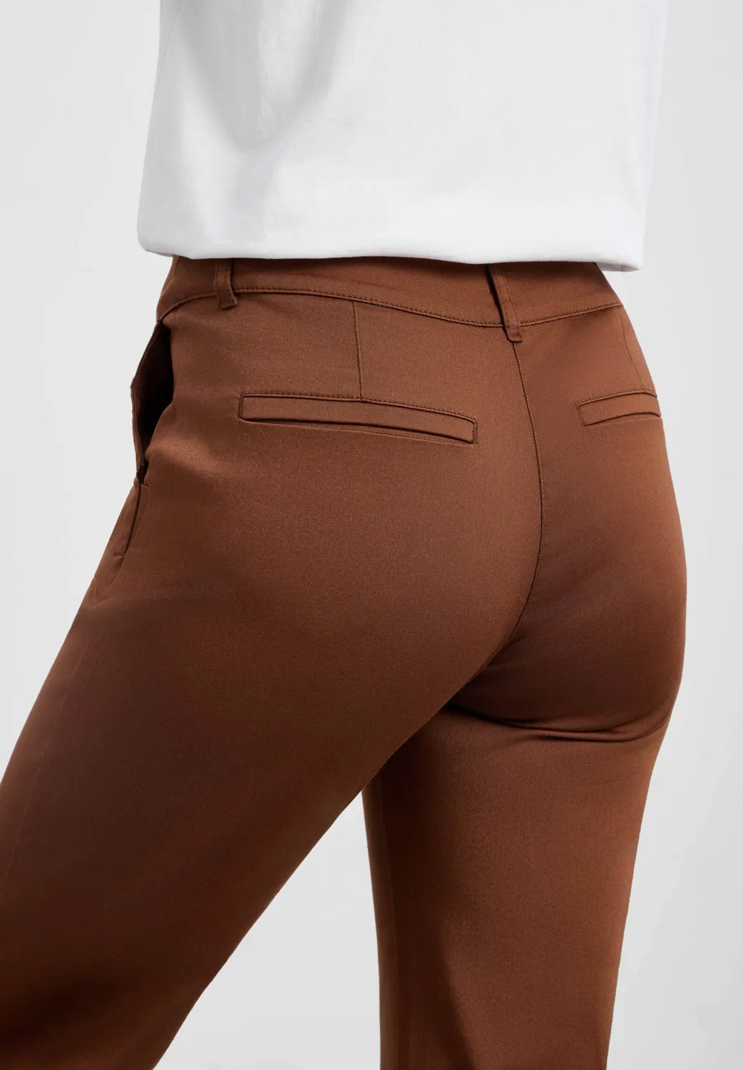 Laurie Gwen Straight ML broek Downtown Brown satijn