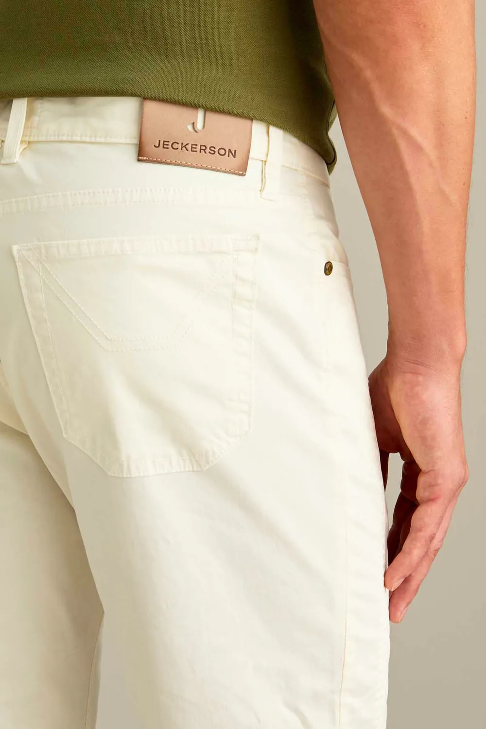Jeckerson John Toppa broek slim fit sneeuwwit satijn