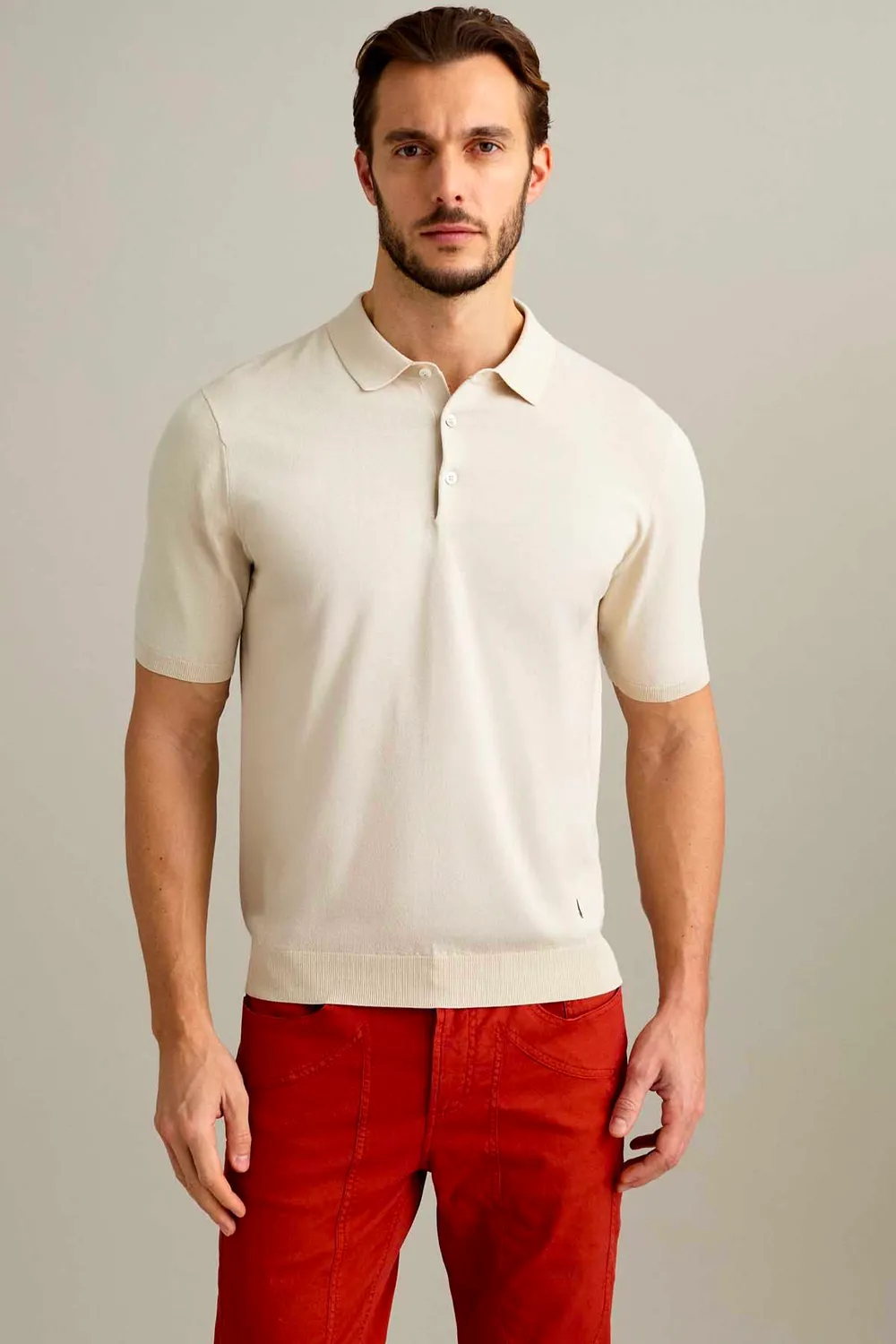 Jeckerson polo korte mouw lichtbeige katoen