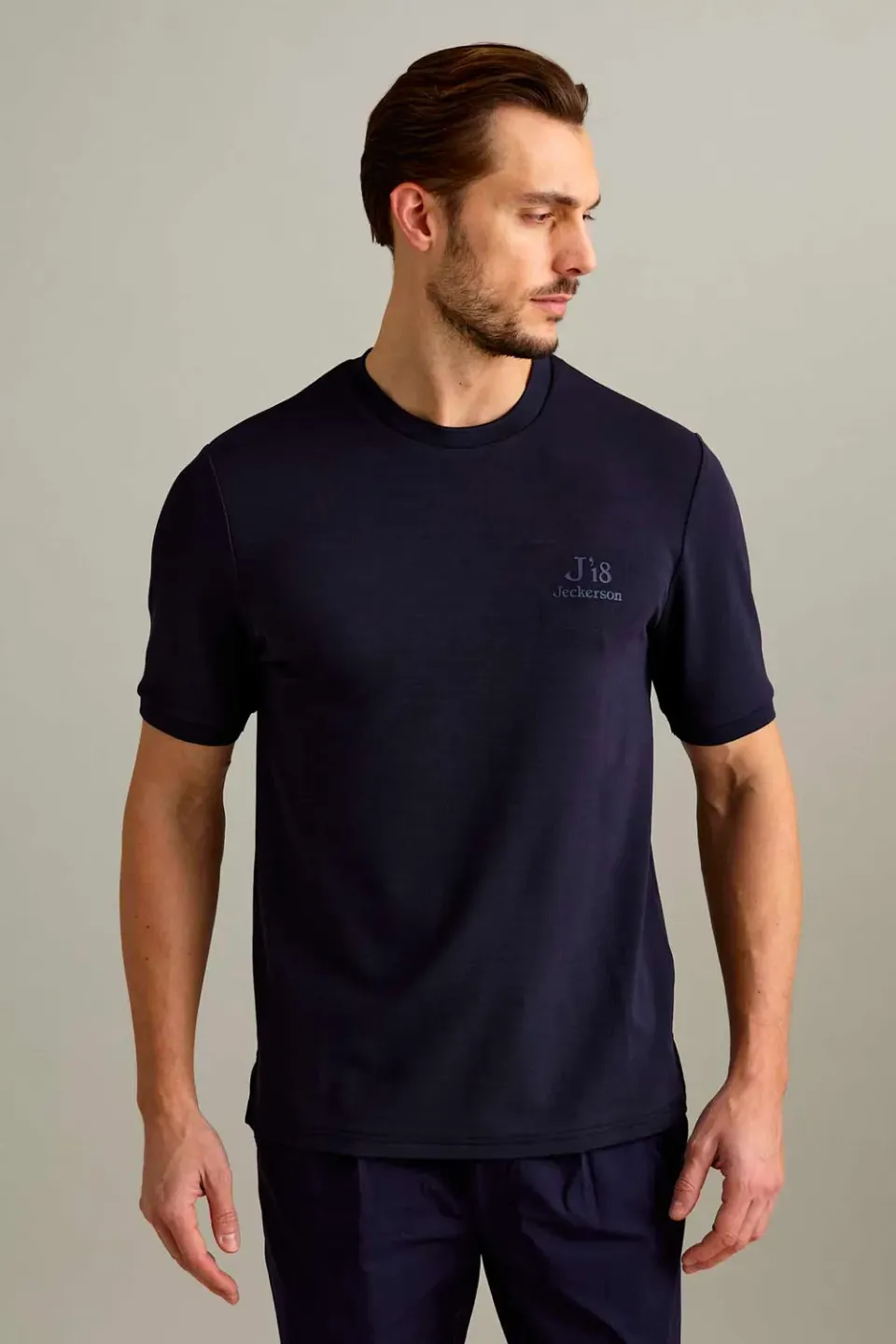 Jeckerson J18 T-shirt donkerblauw katoen piqué