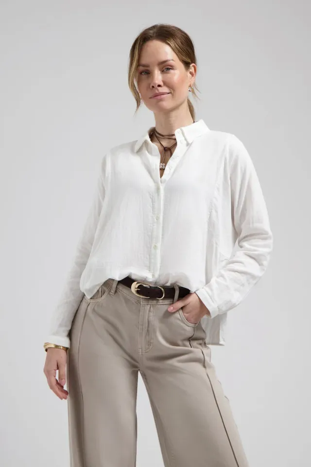 Florez Camelia blouse wit katoen oversized