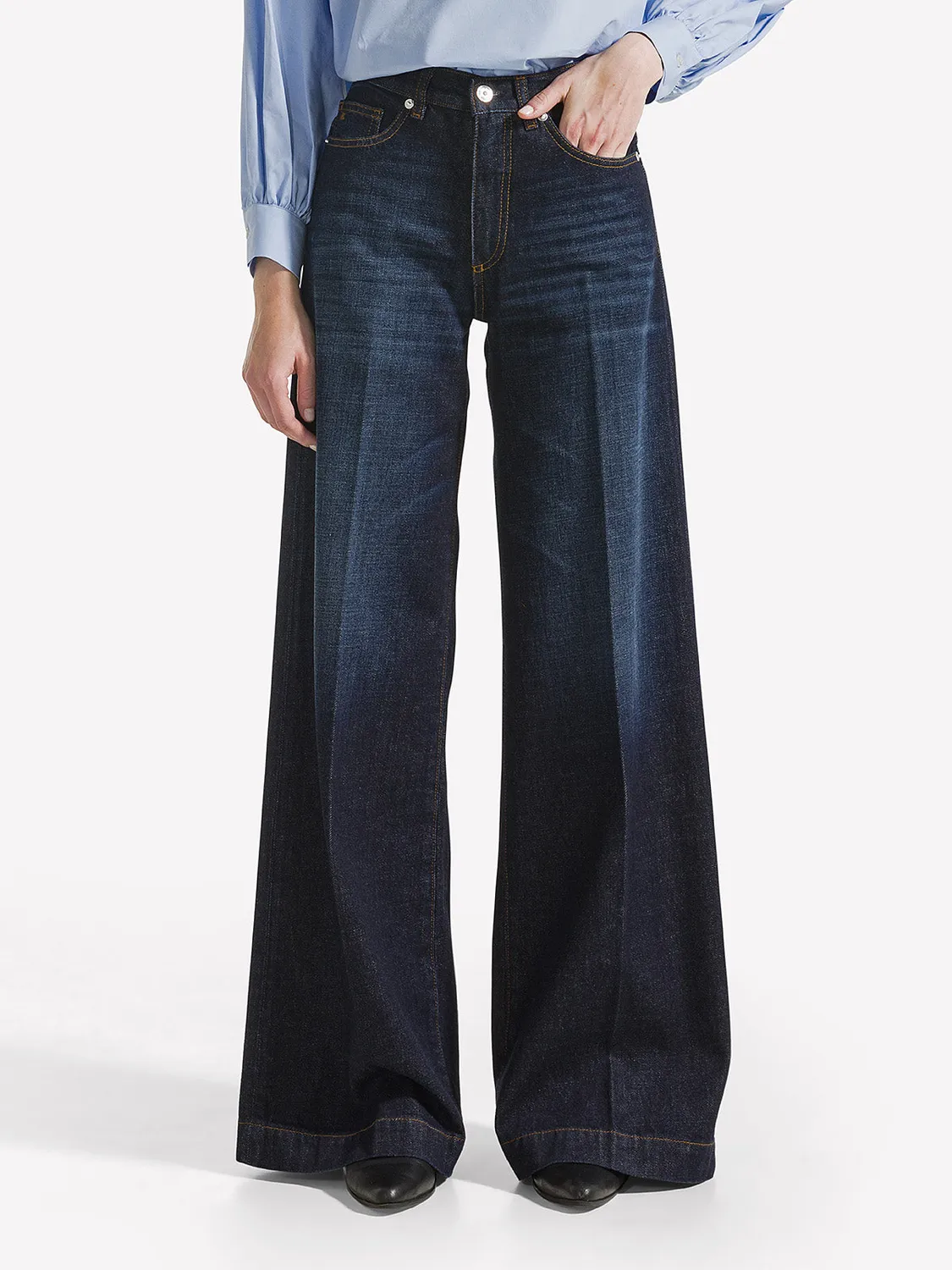 Nine In The Morning Nadia NA171 palazzo jeans navy donkerblauw