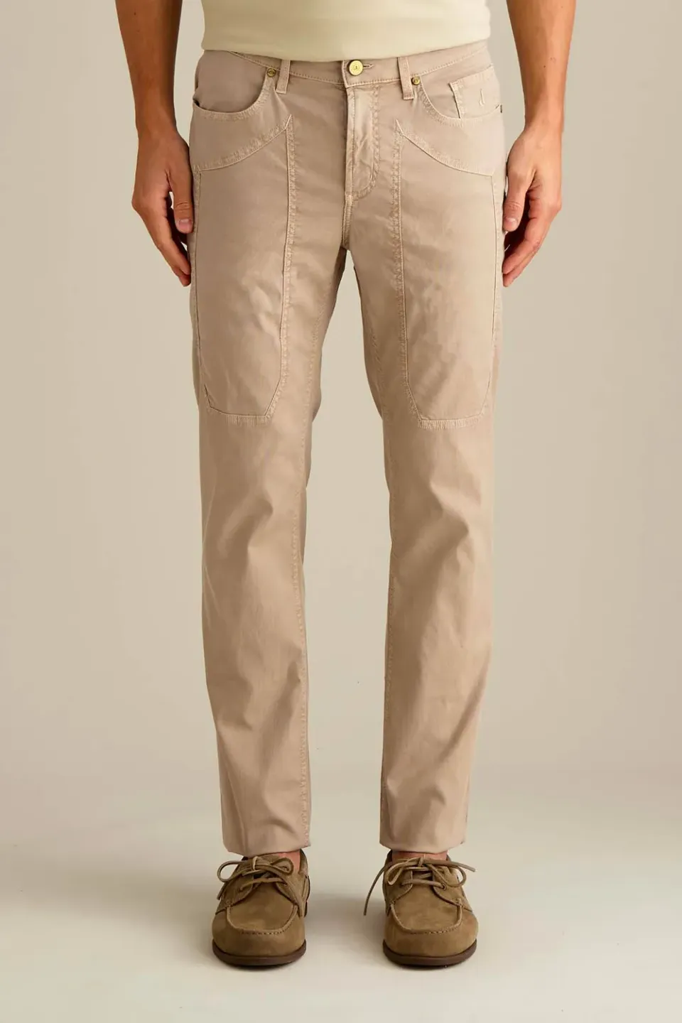 Jeckerson John slim broek beige cemento katoen