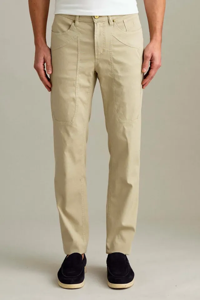 Jeckerson John slim fit broek lichtbeige katoen