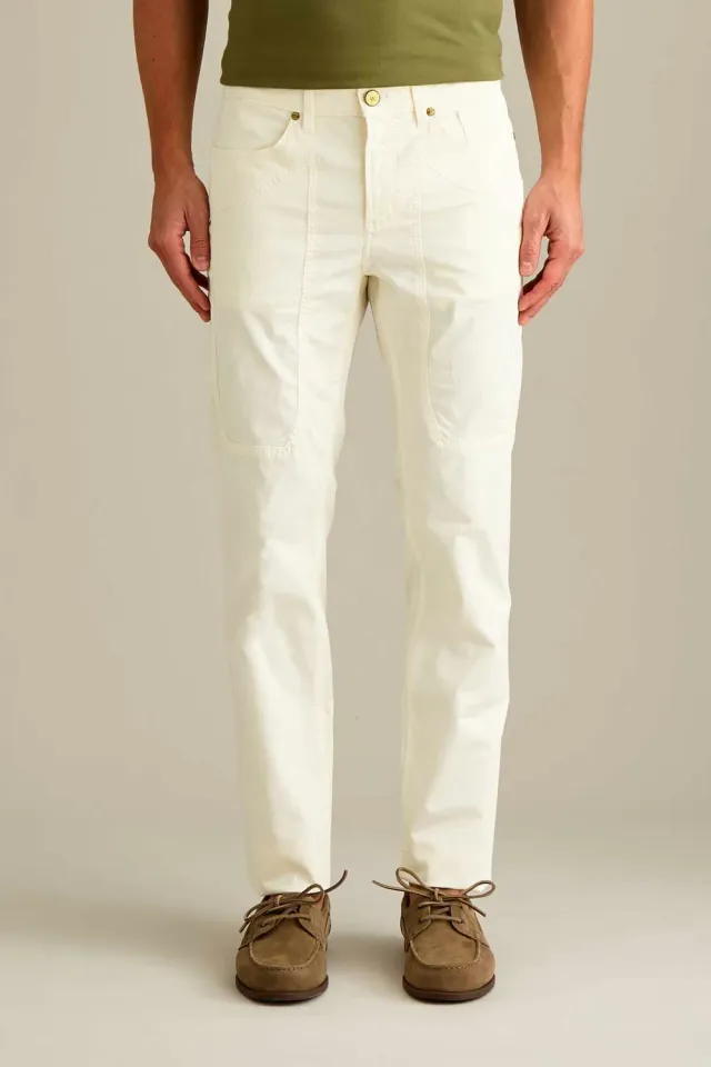 Jeckerson John Toppa broek slim fit sneeuwwit satijn