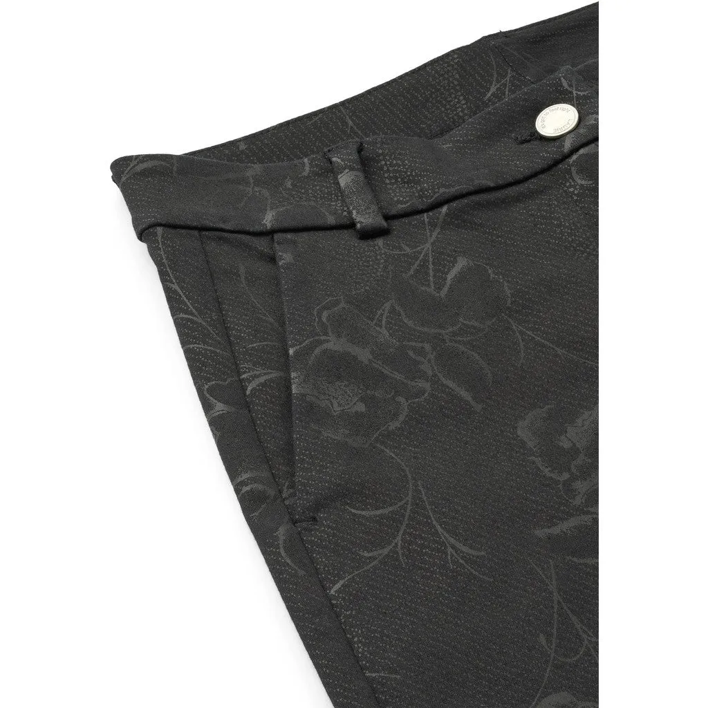 Laurie Judy Straight damesbroek Black Bloom Print katoenmix
