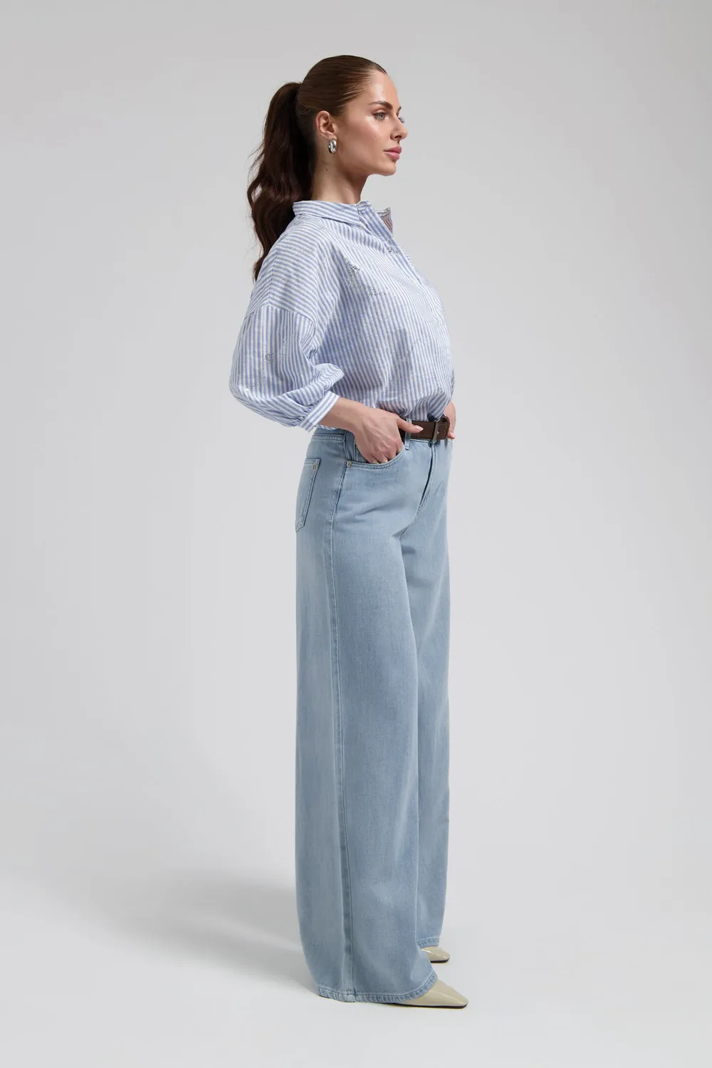 Florez Liv Wide leg jeans Rich Blue wijde pijp