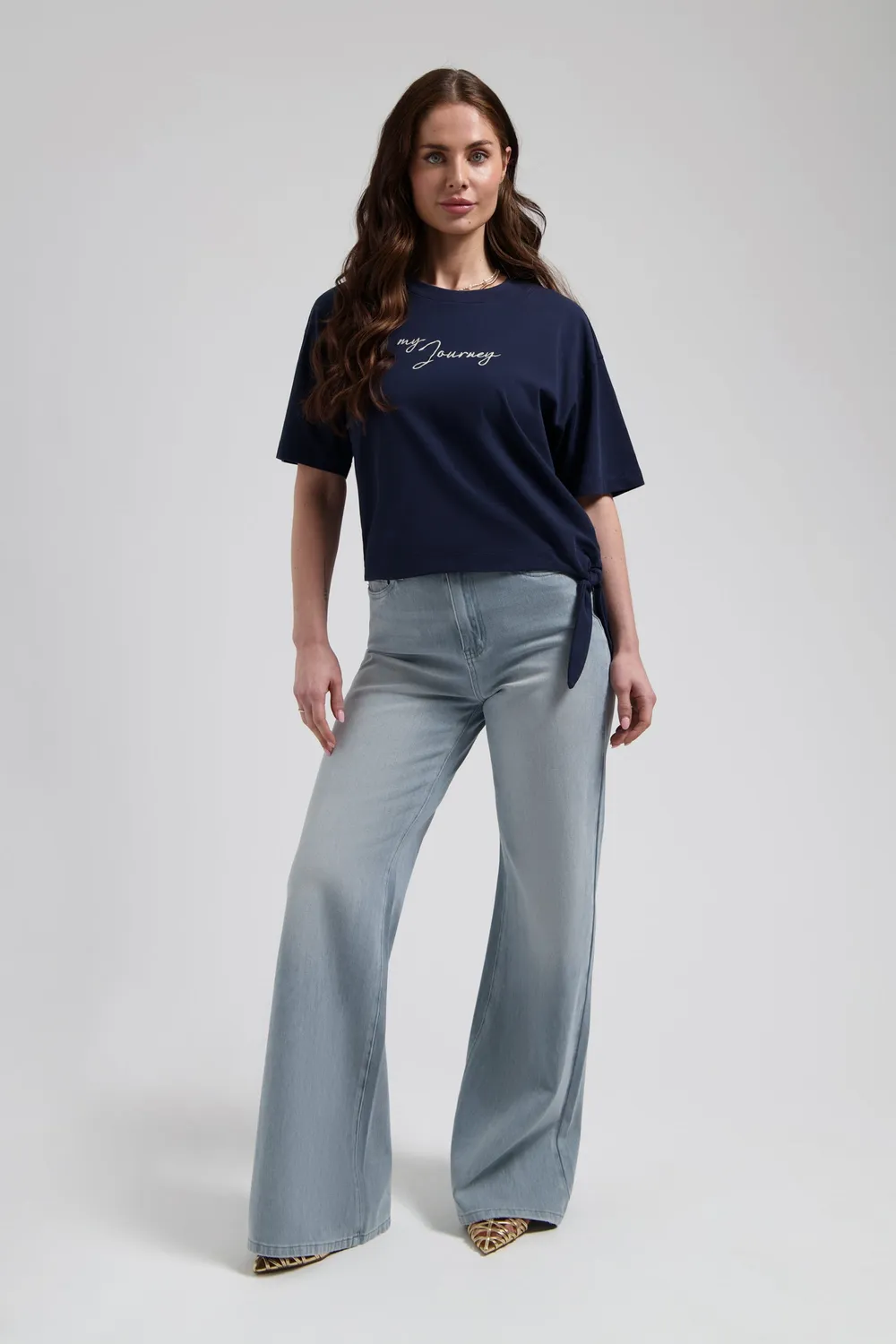 Florez Leonora T-shirt navy zijdezacht