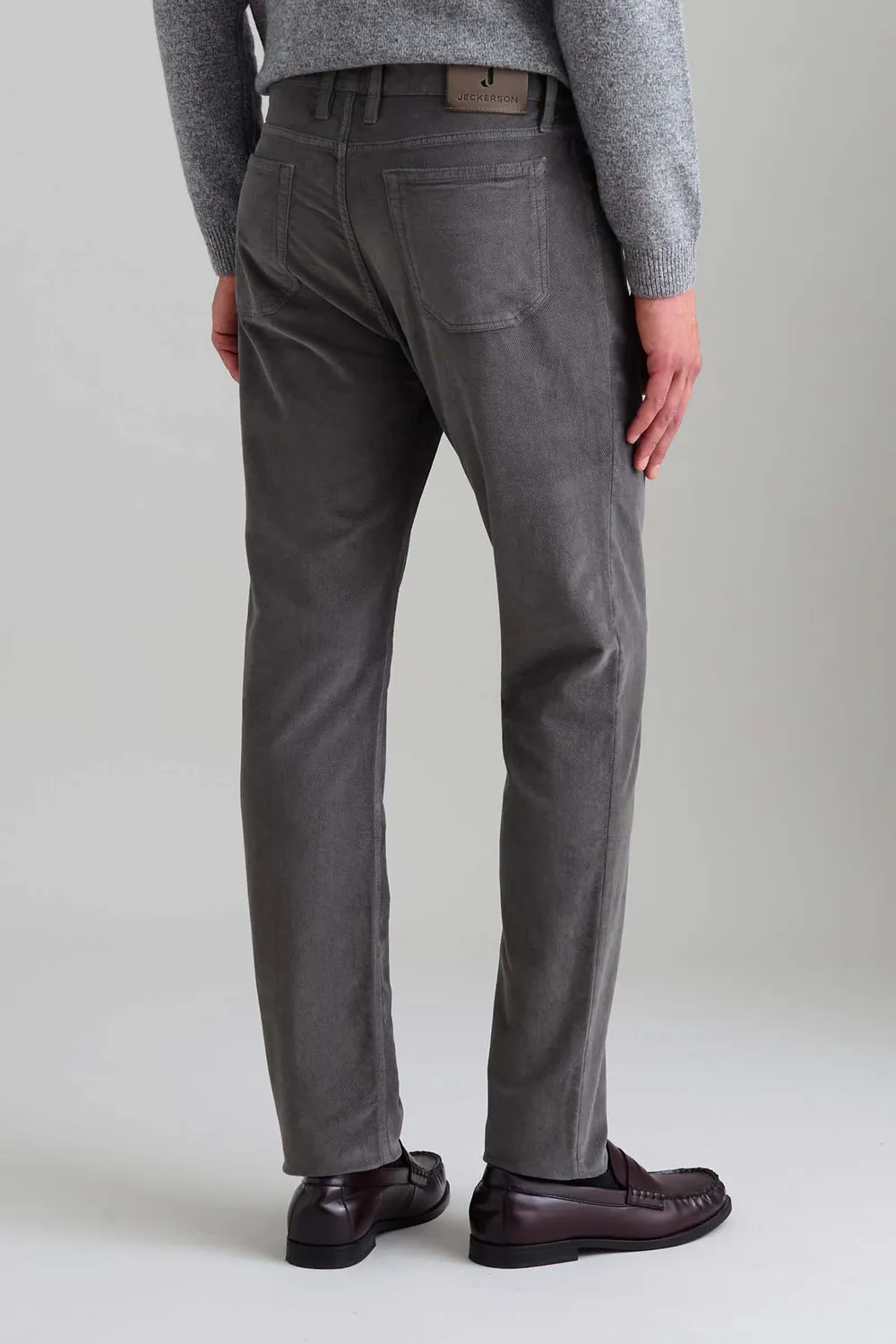 Jeckerson Jordan fluwelen broek slim fit staalgrijs
