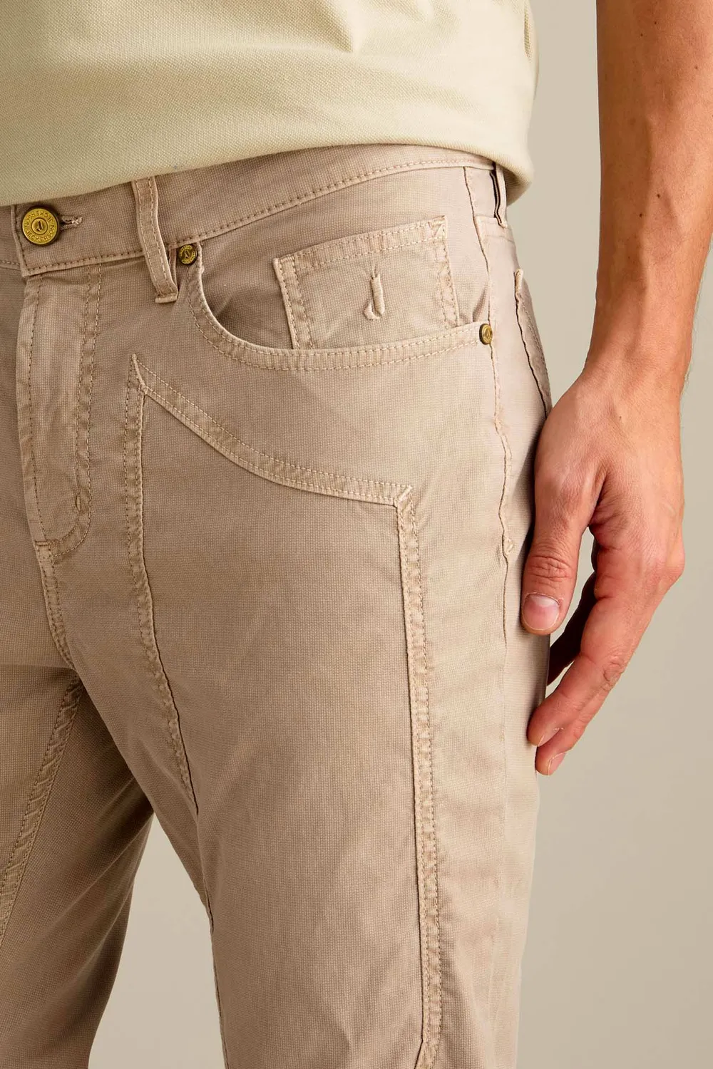 Jeckerson John slim broek beige cemento katoen