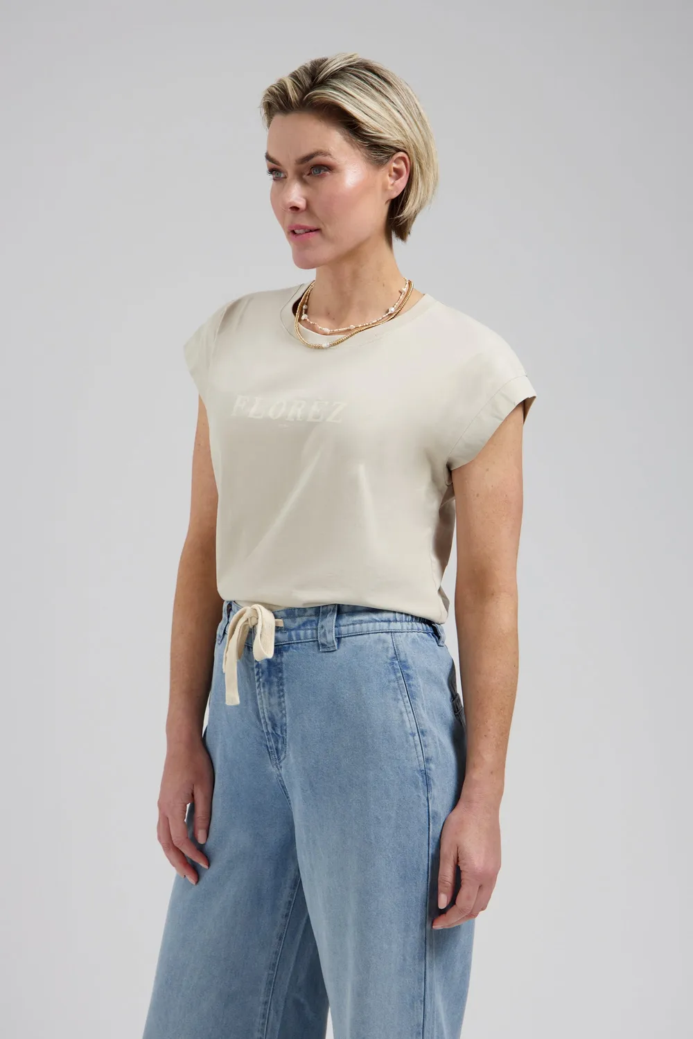 Florez Fien t-shirt urban taupe katoenmix
