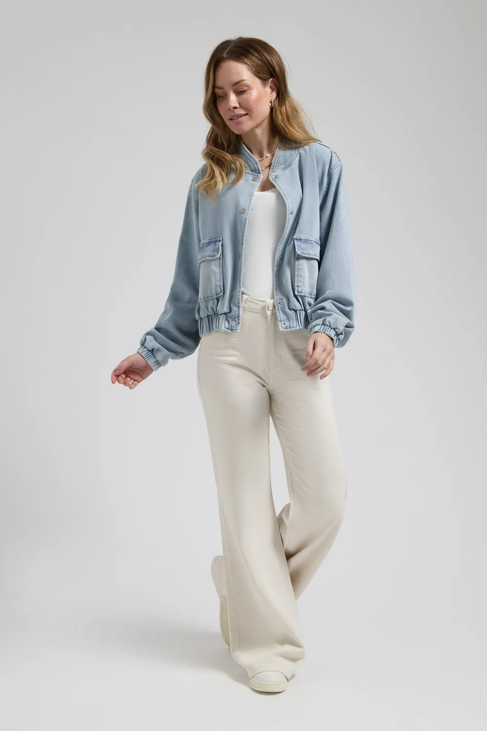 Florez Kyra jacket crystal blue bomber denim