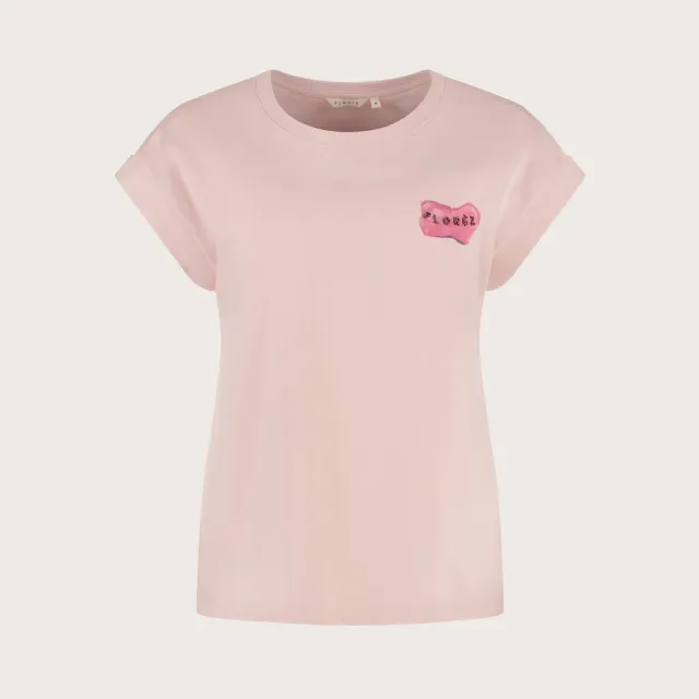 Florez Lara T-shirt lichtroze kralen katoen