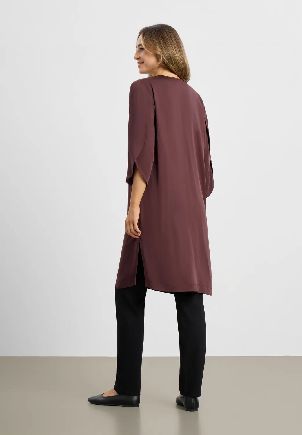 Laurie Nelly Dress 3/4 jurk dark plum viscose