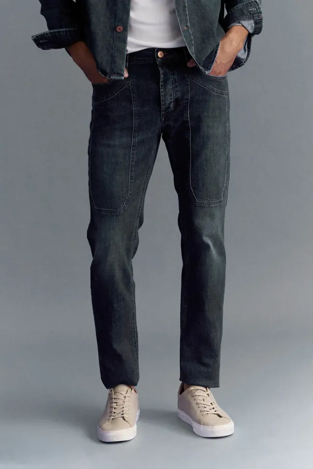 Jeckerson Il Pantalone Mondiale Toppa Denim jeans slim fit zandblauw