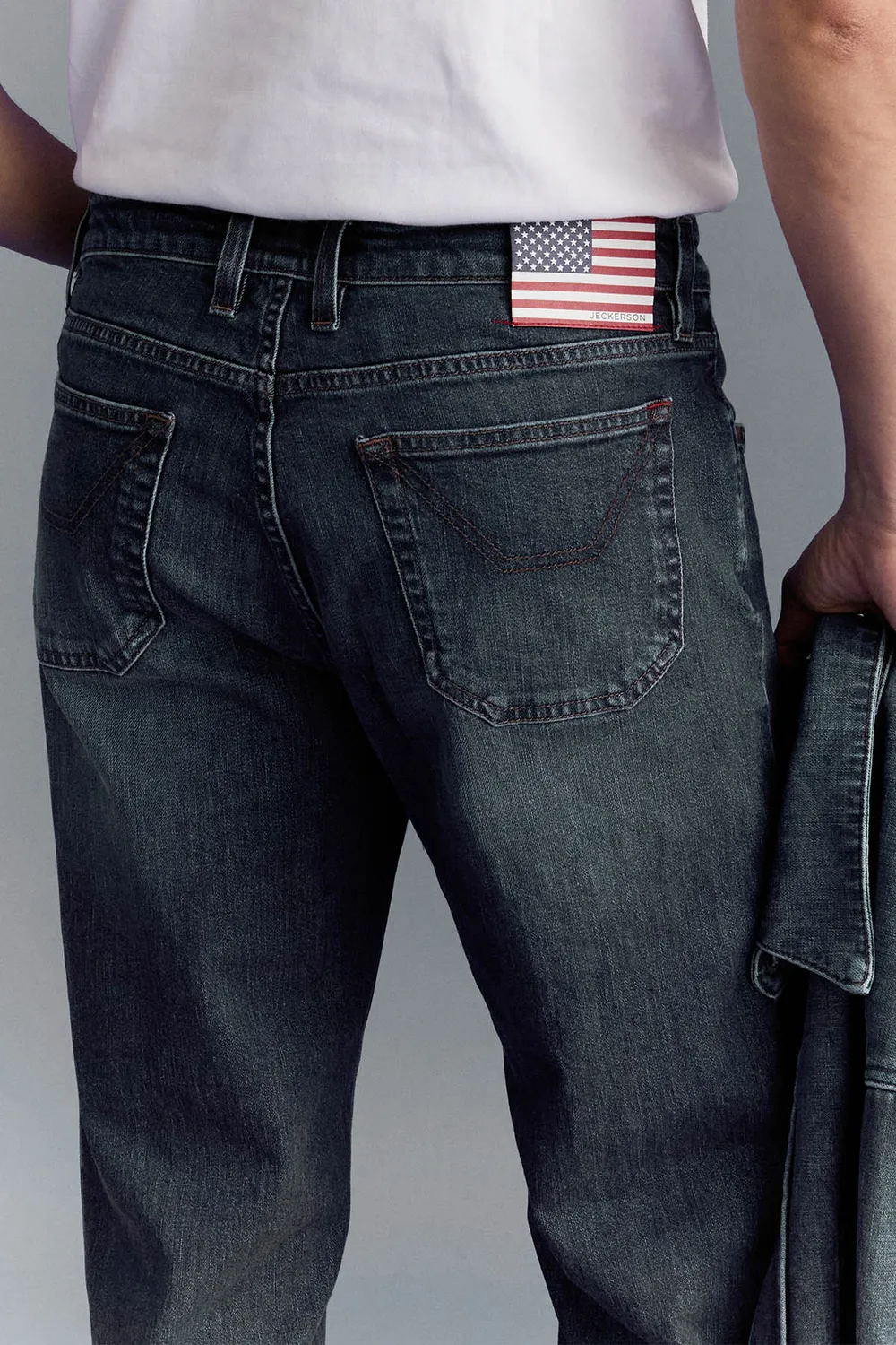 Jeckerson Il Pantalone Mondiale Toppa Denim jeans slim fit zandblauw