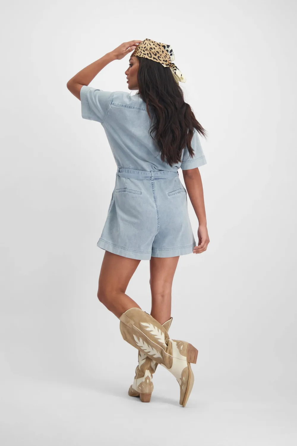 Florez Noortje jumpsuit Soft Blue korte mouw