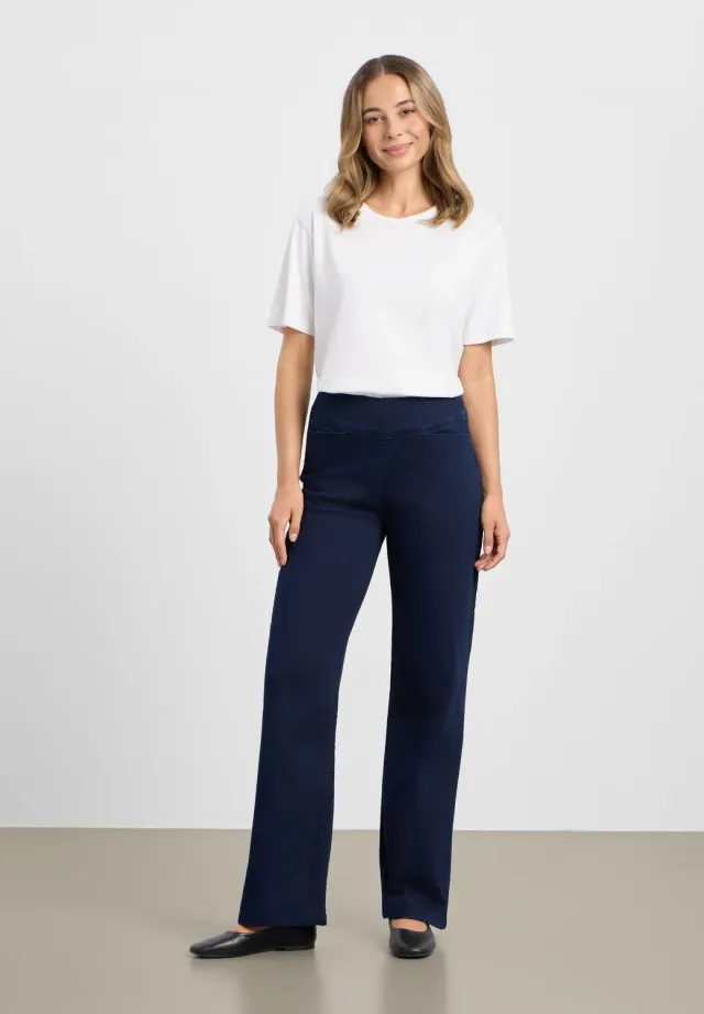 Laurie Thea Straight ML broek Dark Blue Denim stretch medium