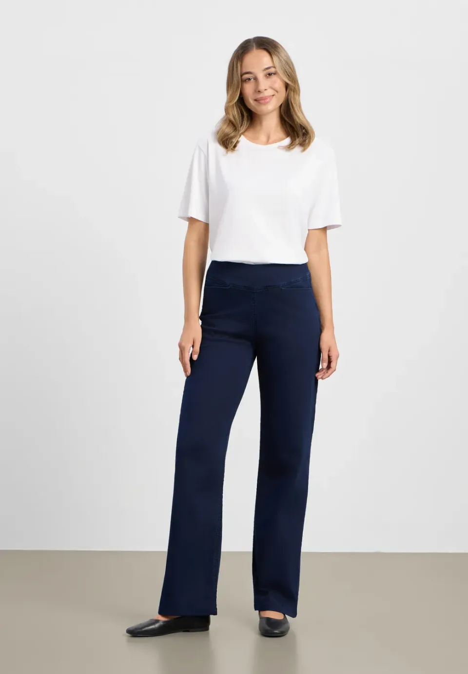 Laurie Thea Straight ML broek Dark Blue Denim stretch medium