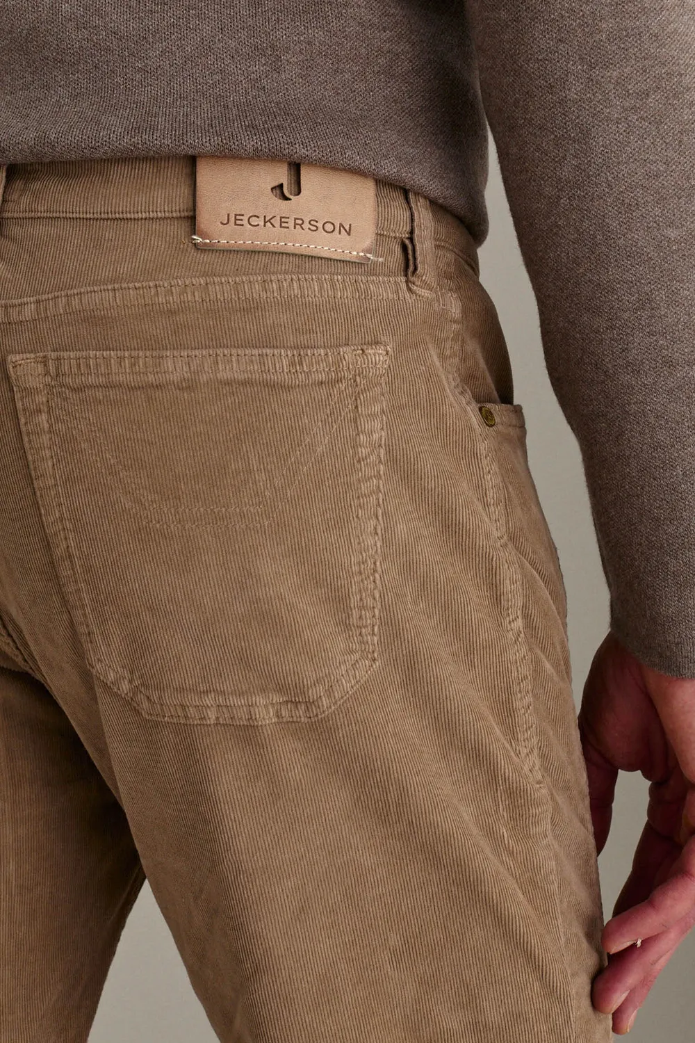 Jeckerson John broek slim fit zanddonker fluweel