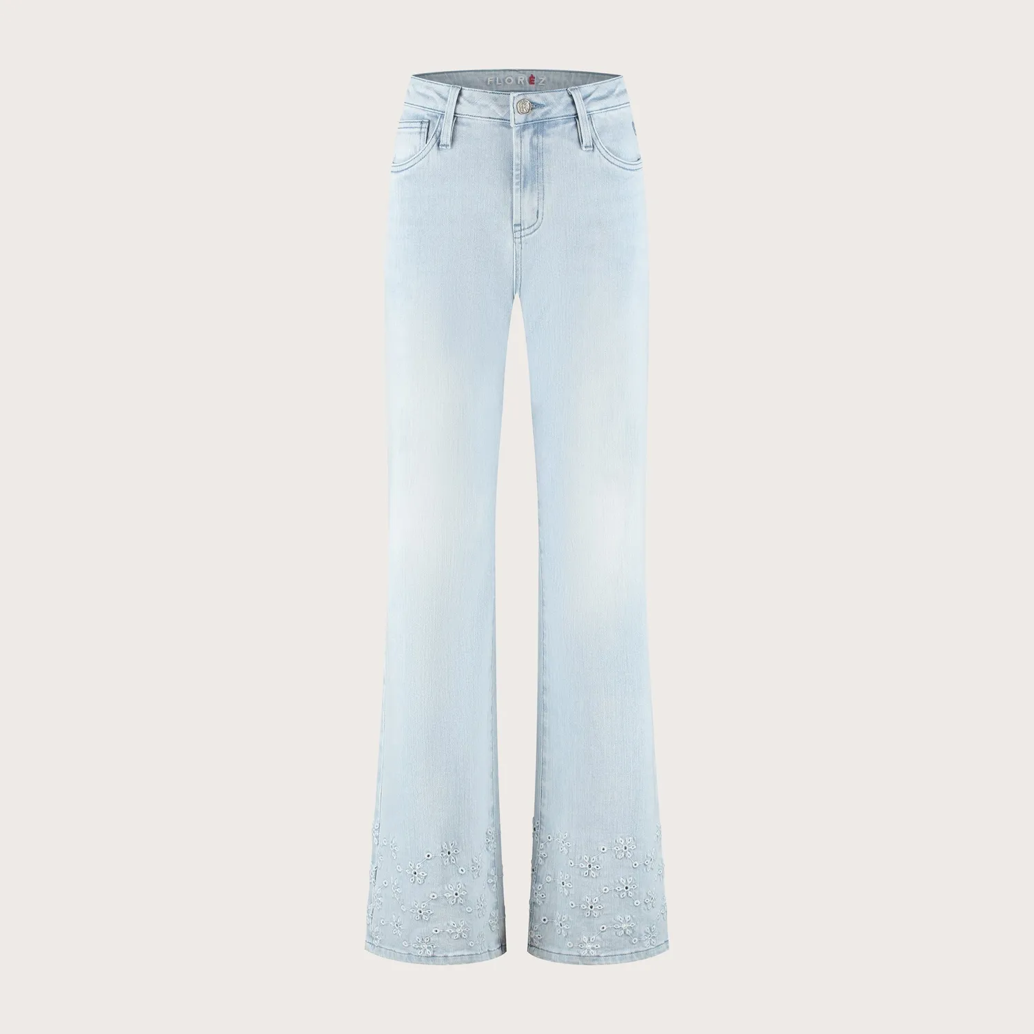 Florez Thalia straight jeans Bleached Denim bloemen