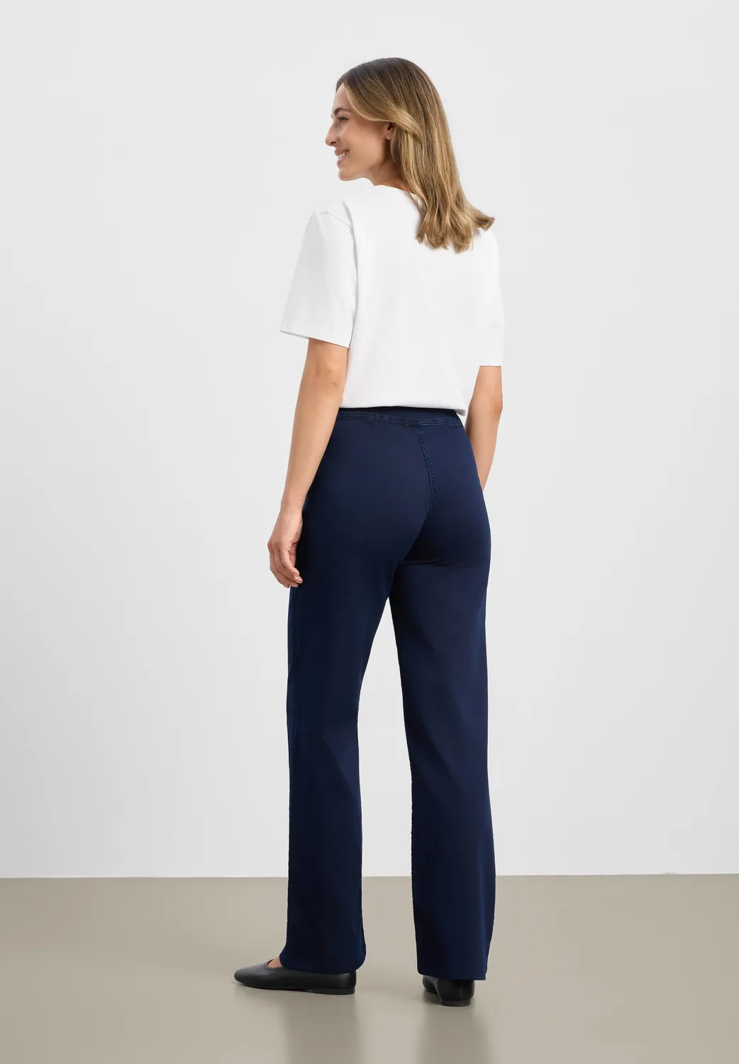 Laurie Thea Straight ML broek Dark Blue Denim stretch medium