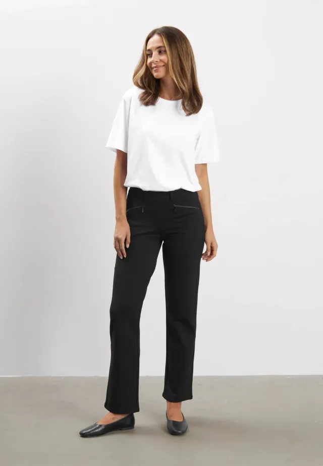 Laurie Ruby Straight SL broek zwart geborsteld