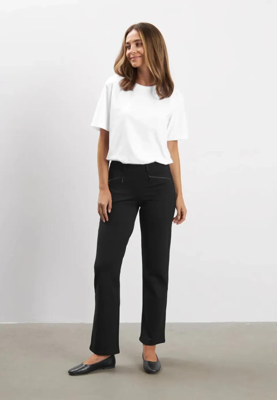 Laurie Ruby Straight SL broek zwart geborsteld
