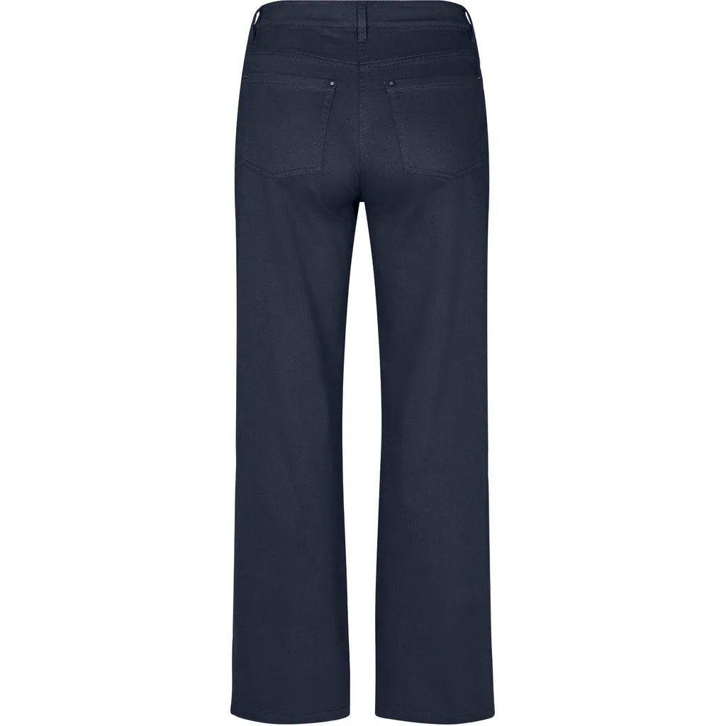 Laurie Amelia Straight broek navy medium geborsteld katoen