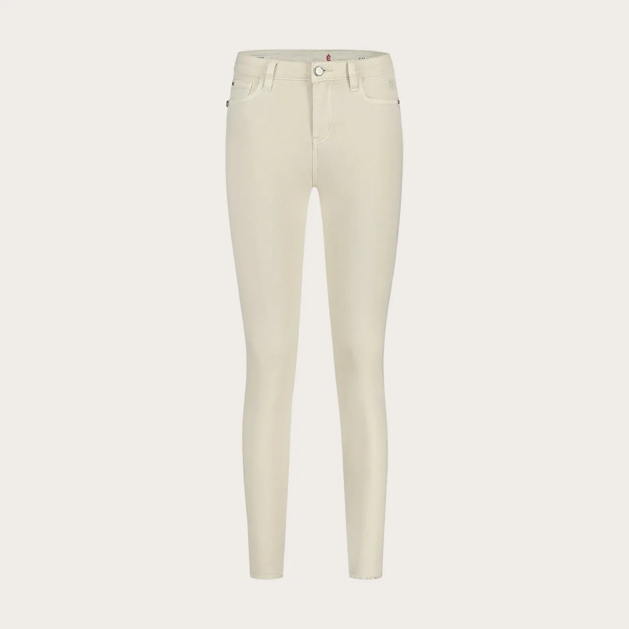 Florez Bobbi Slim Fit jeans Cream gerafelde zoom