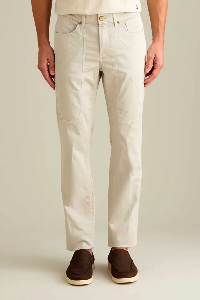 Jeckerson John slim fit broek lichtbeige katoen