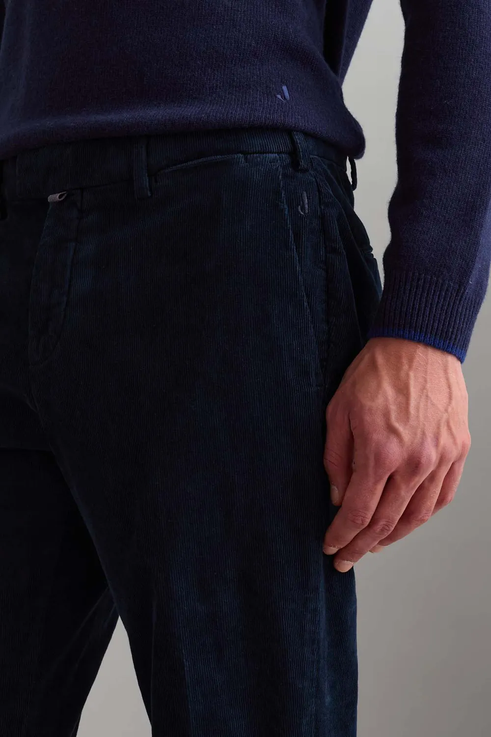 Jeckerson Jarl chino ribfluweel donkerblauw