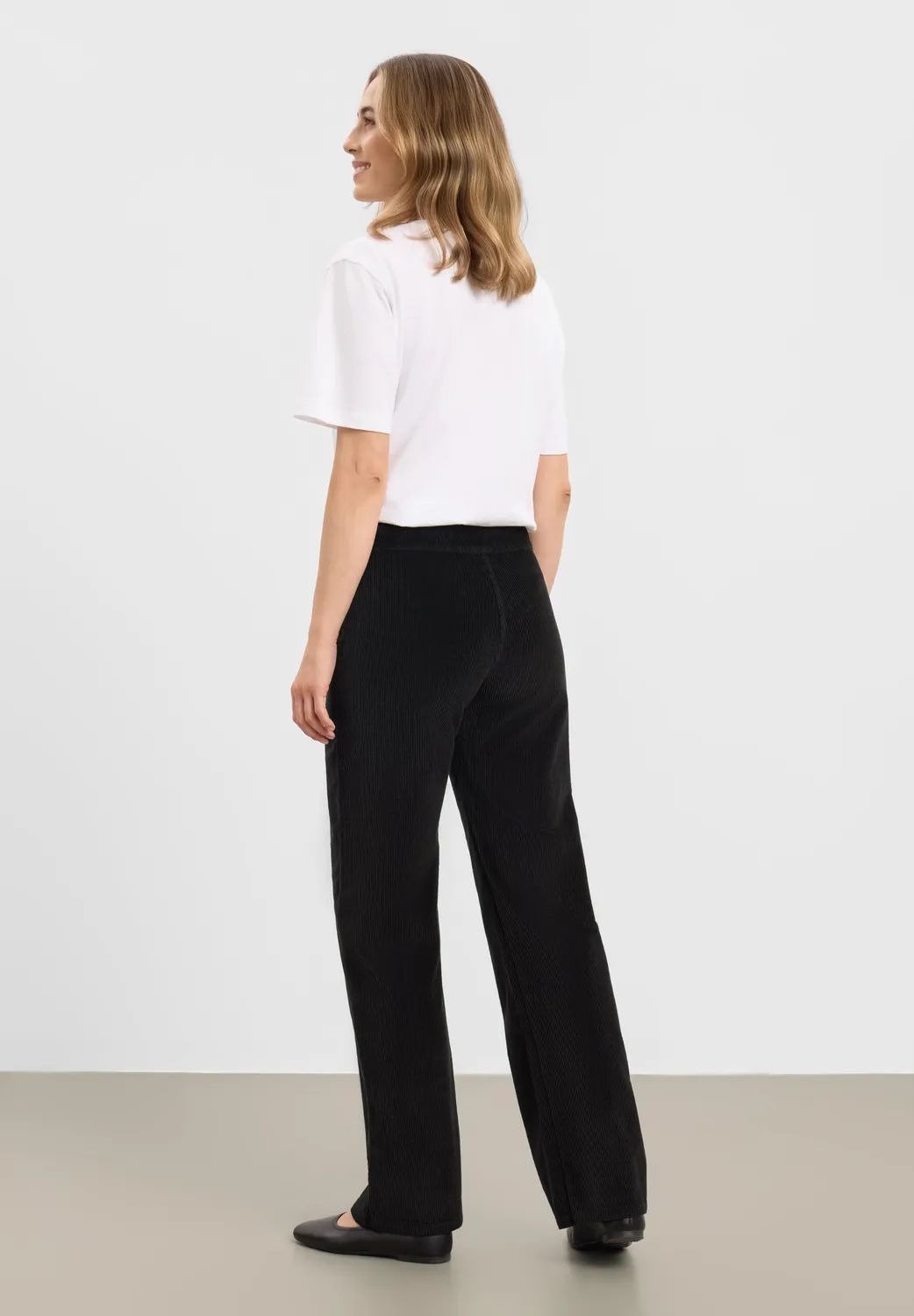 Laurie Thea Straight ribfluwelen broek Zwart 80cm