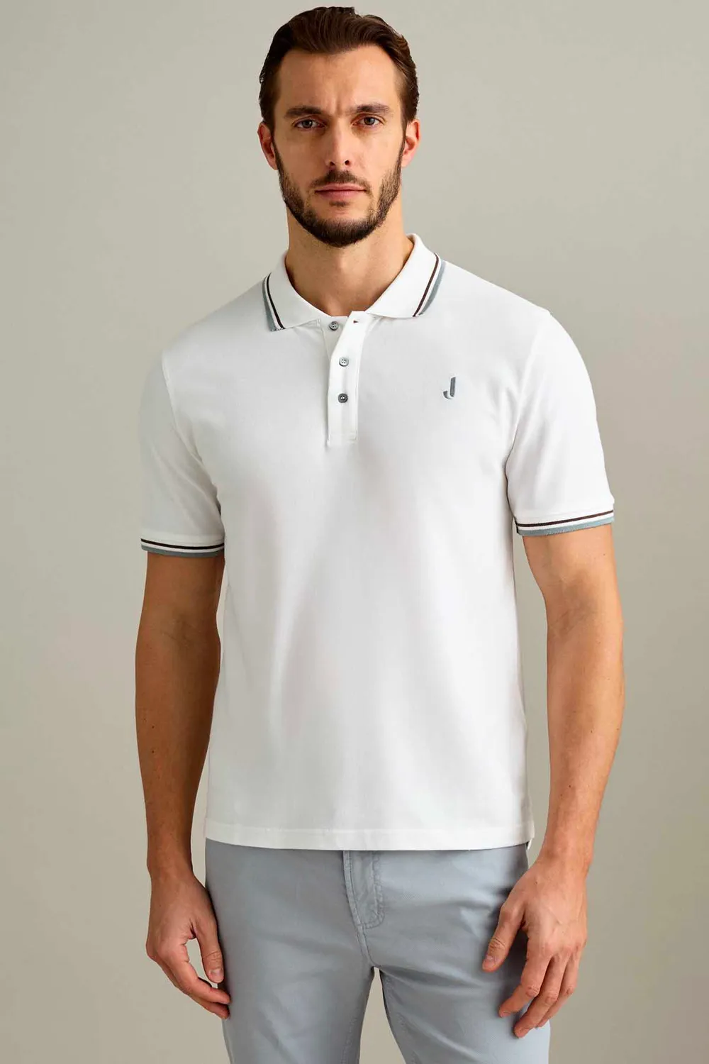 Jeckerson Piquet polo heren wolwit knoopsluiting