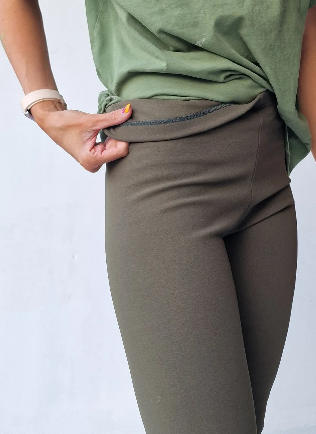 Langeleggings Extra Lange Fleece Tregging Olijfgroen Warm