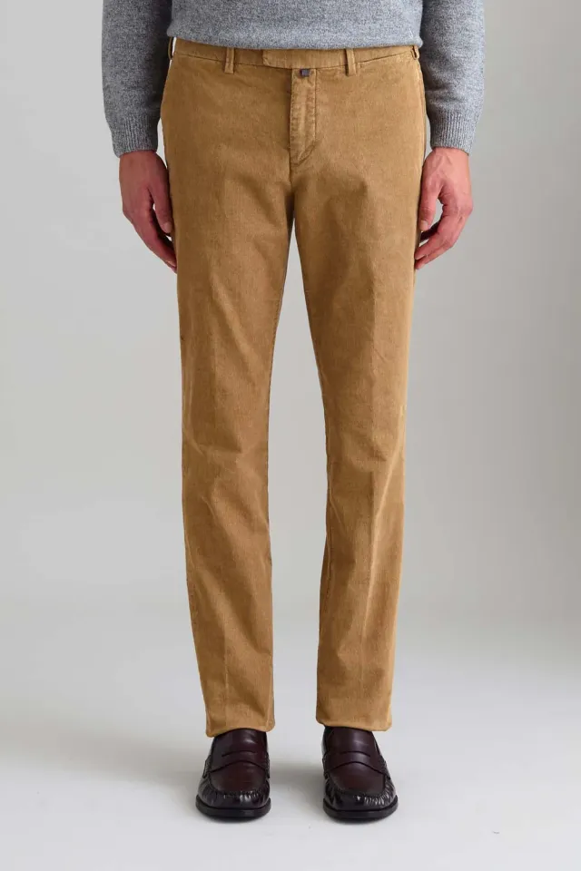 Jeckerson Jarl slim fit chino ribfluweel hazelnootbruin