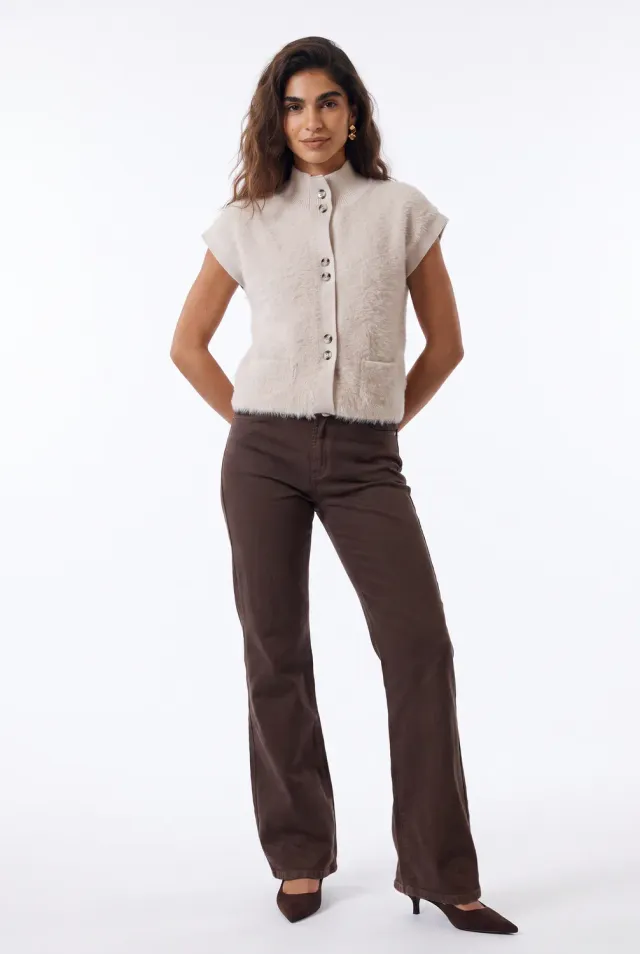 Florez Sophie Straight jeans Dark Brown mid-waist